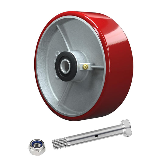 Polyurethane on Cast Iron Wheel Red 2 Inch Width
