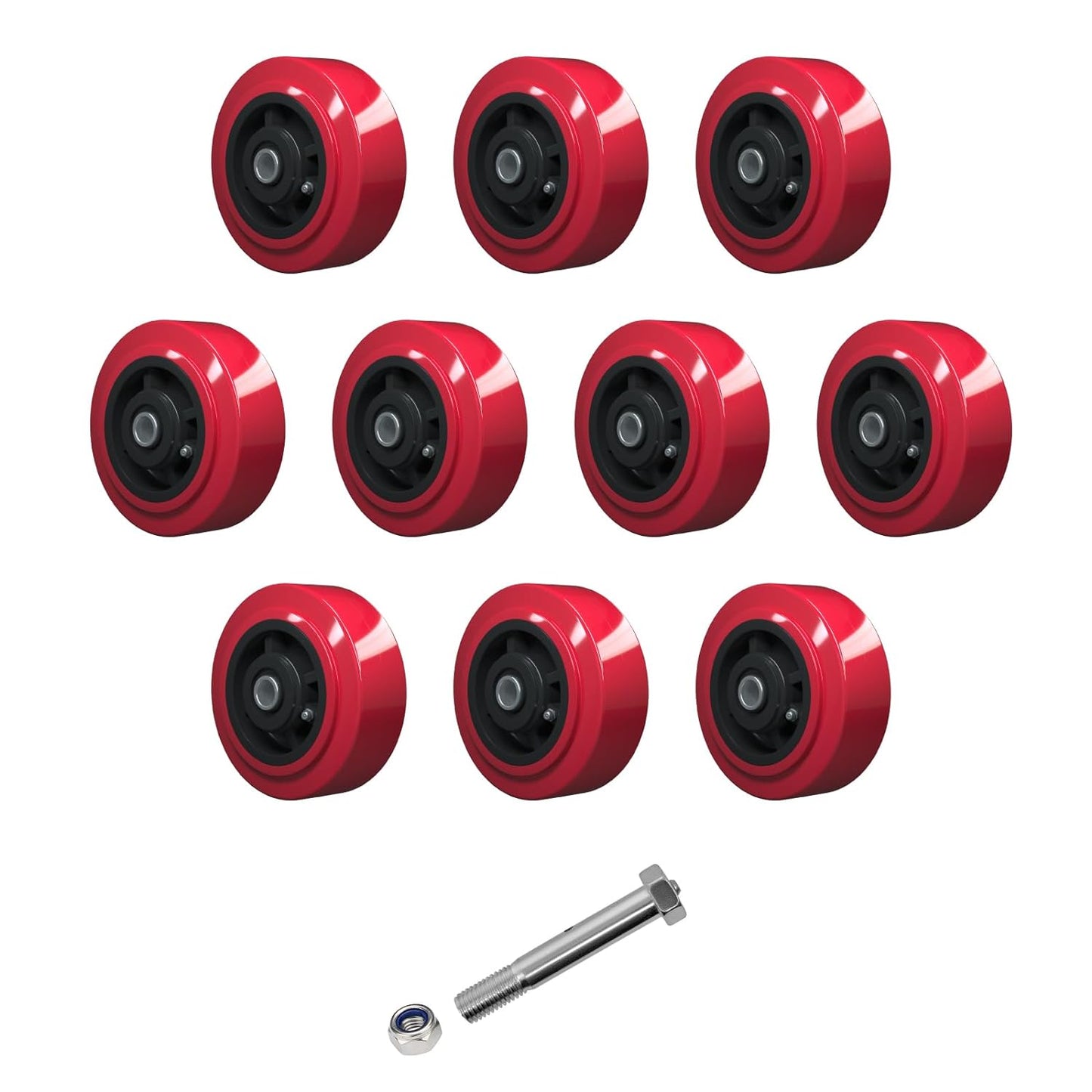 Polyurethane Tread on Polyolefin Core Wheel Red 2" wide