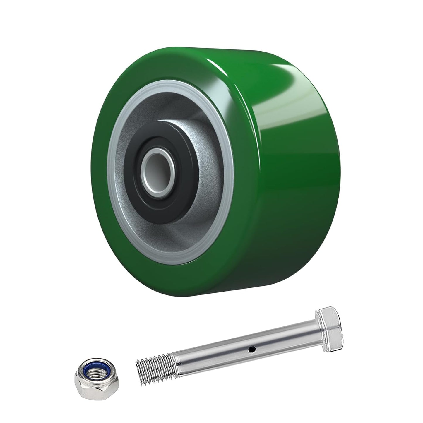 Polyurethane on Aluminum Wheel Green 2 Inch Width