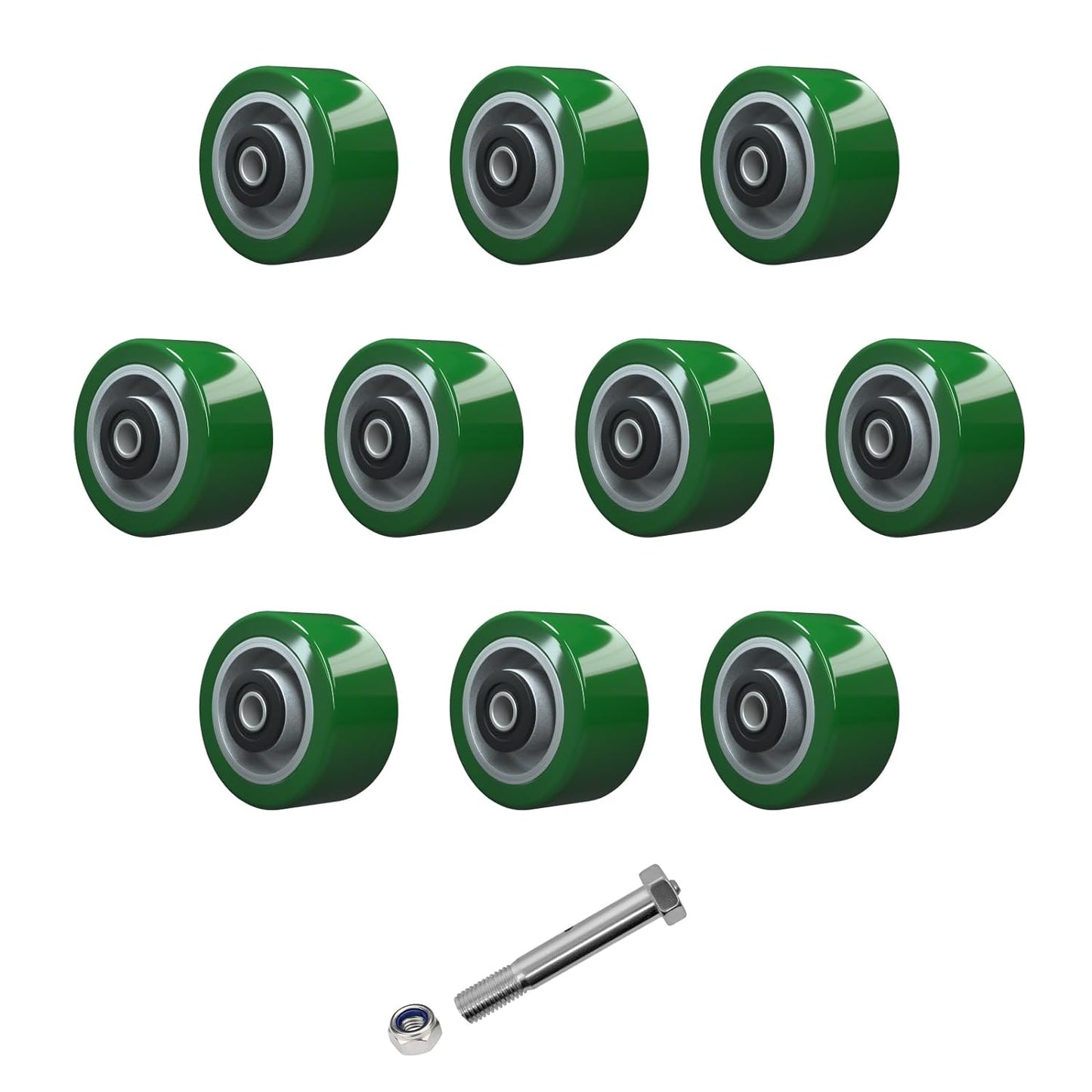 Polyurethane on Aluminum Wheel Green 2 Inch Width