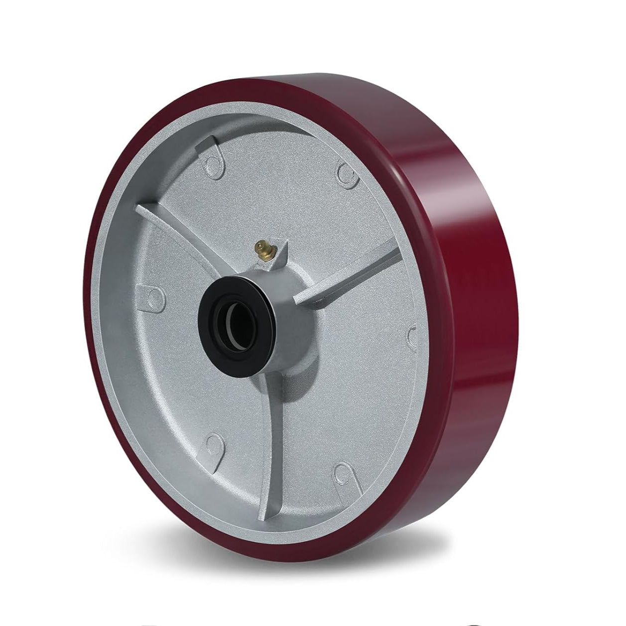2" Wide Industrial Caster Wheel Polyurethane Tread Solid Aluminum Core (Maroon)