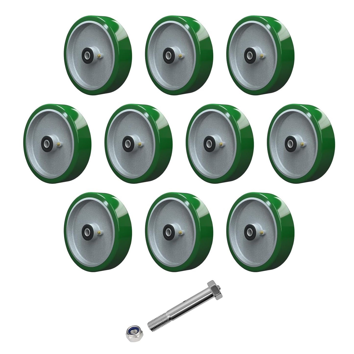 Polyurethane on Aluminum Wheel Green 2 Inch Width