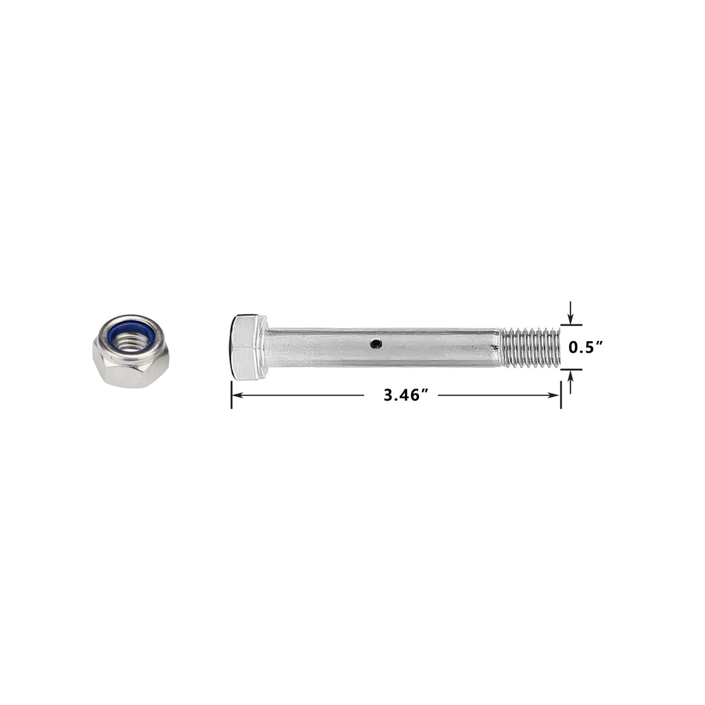 Stainless Axle & Nut wiht Zerk Fitting (4 Pieces)