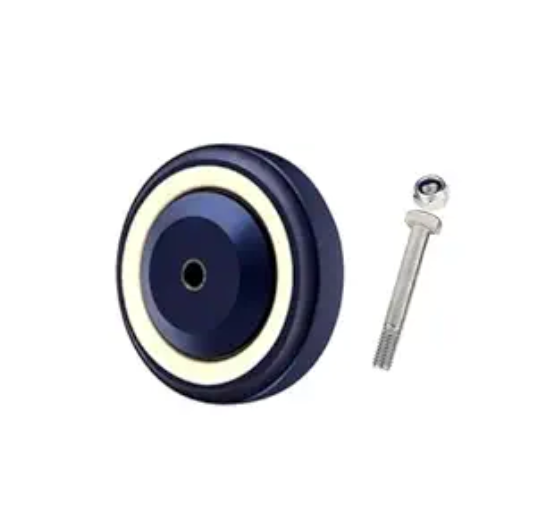 4" Polyurethane Wheel for Cart Blue , Double Ball Bearing, Load Capacity 300 lbs Per Wheel