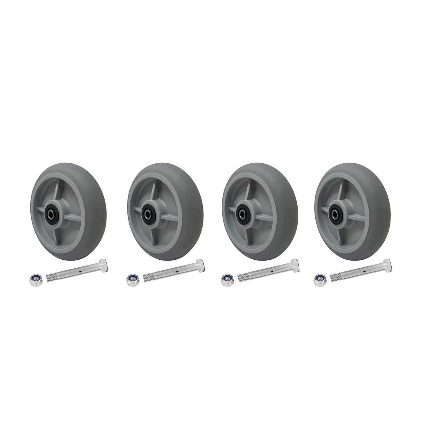 Thermoplastic Rubber Wheel (Crowned Tread), Roller Bearing-1/2" Bore, 8"x 2" Industrial Wheel 700 lbs Capacity Per Wheel