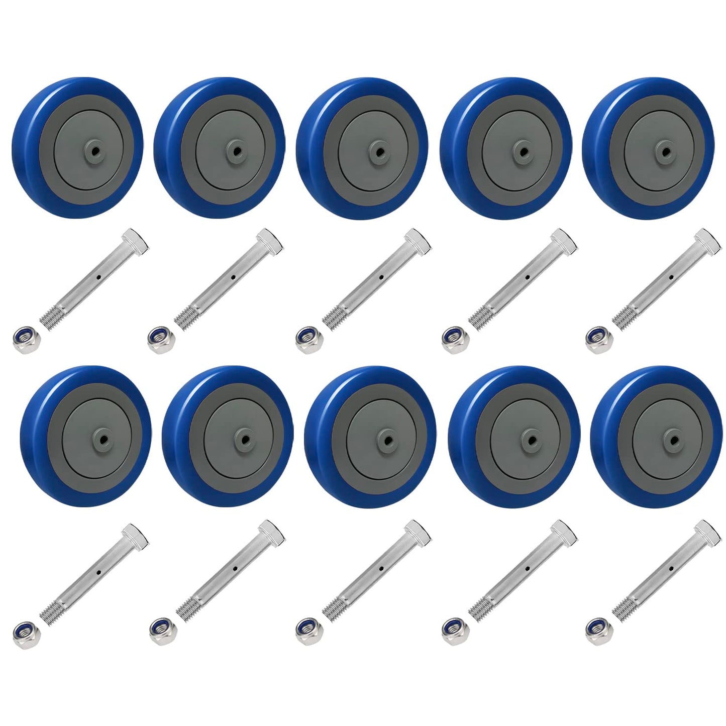 1-1/4" Width Polyurethane Shopping Cart Wheels Replacement Casters Wheels for Cart, 5/16" and 3/8"Axle 1200lbs Total Capacity