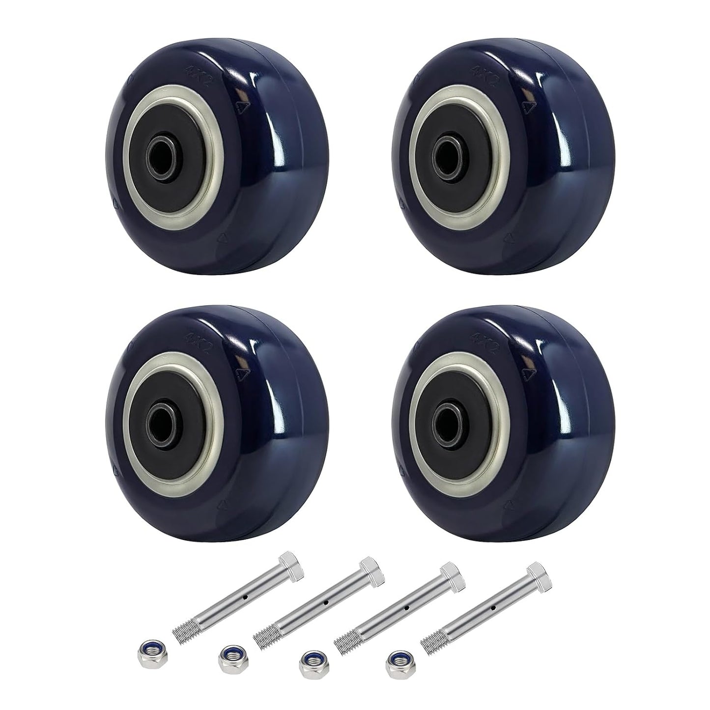 Polyurethane on Polypropylene Wheels, core 1/2" Bore - Double Precision Ball Bearings- 600 lbs Capacity per Wheel