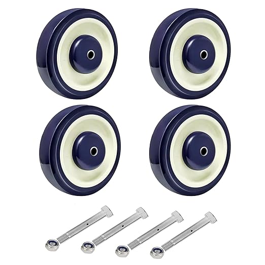 1-1/4" Width Polyurethane Shopping Cart Wheels Replacement Casters Wheels for Cart, 5/16" and 3/8"Axle 1200lbs Total Capacity