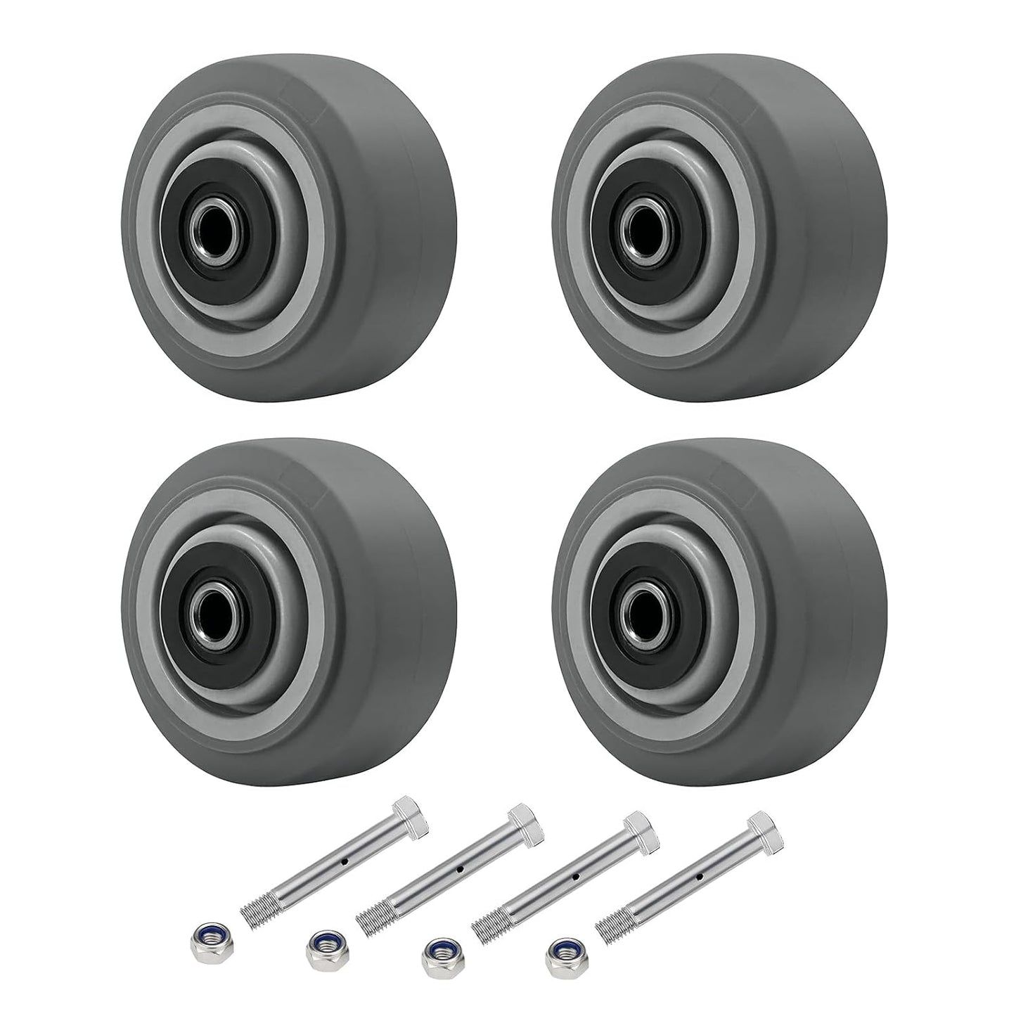 Thermoplastic Rubber Wheel (Flat Tread), Roller Bearing-1/2" Bore