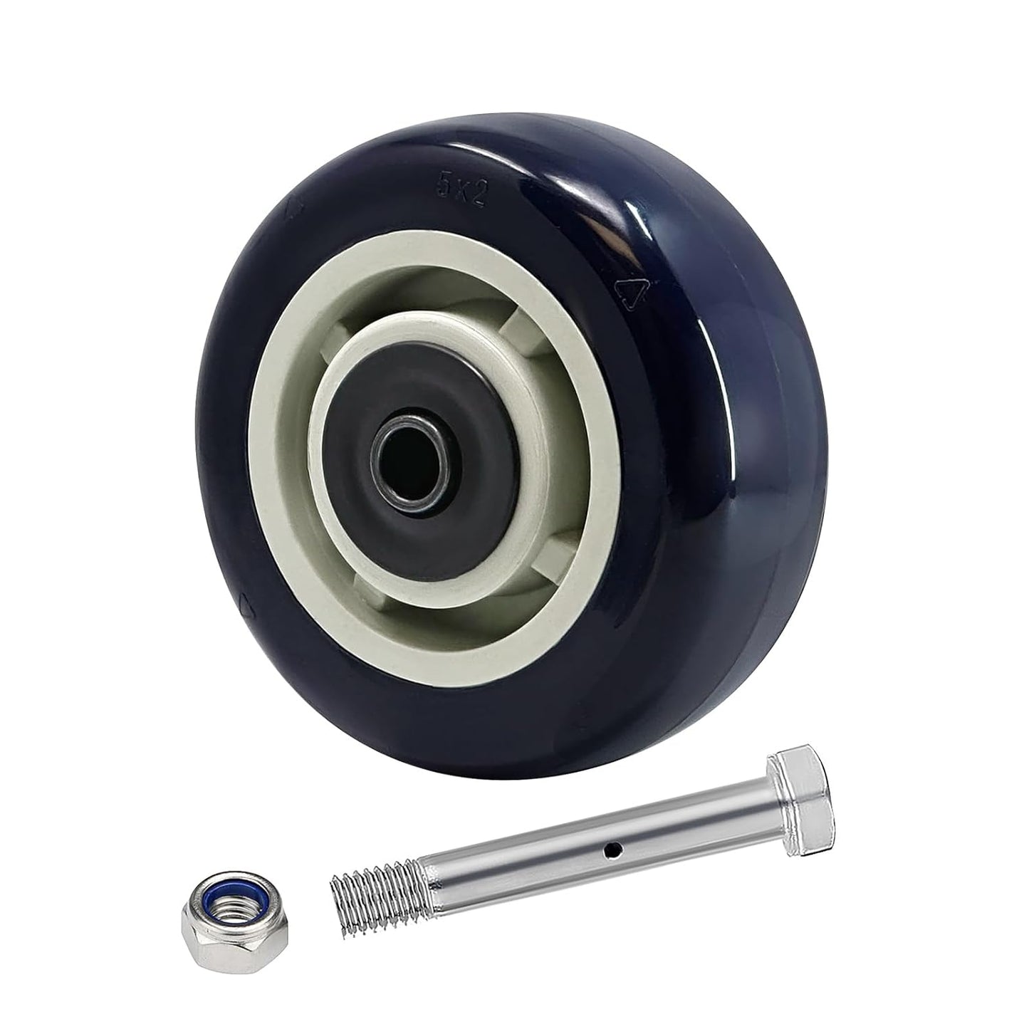 Polyurethane on Polypropylene Wheels, core 1/2" Bore - Double Precision Ball Bearings- 600 lbs Capacity per Wheel