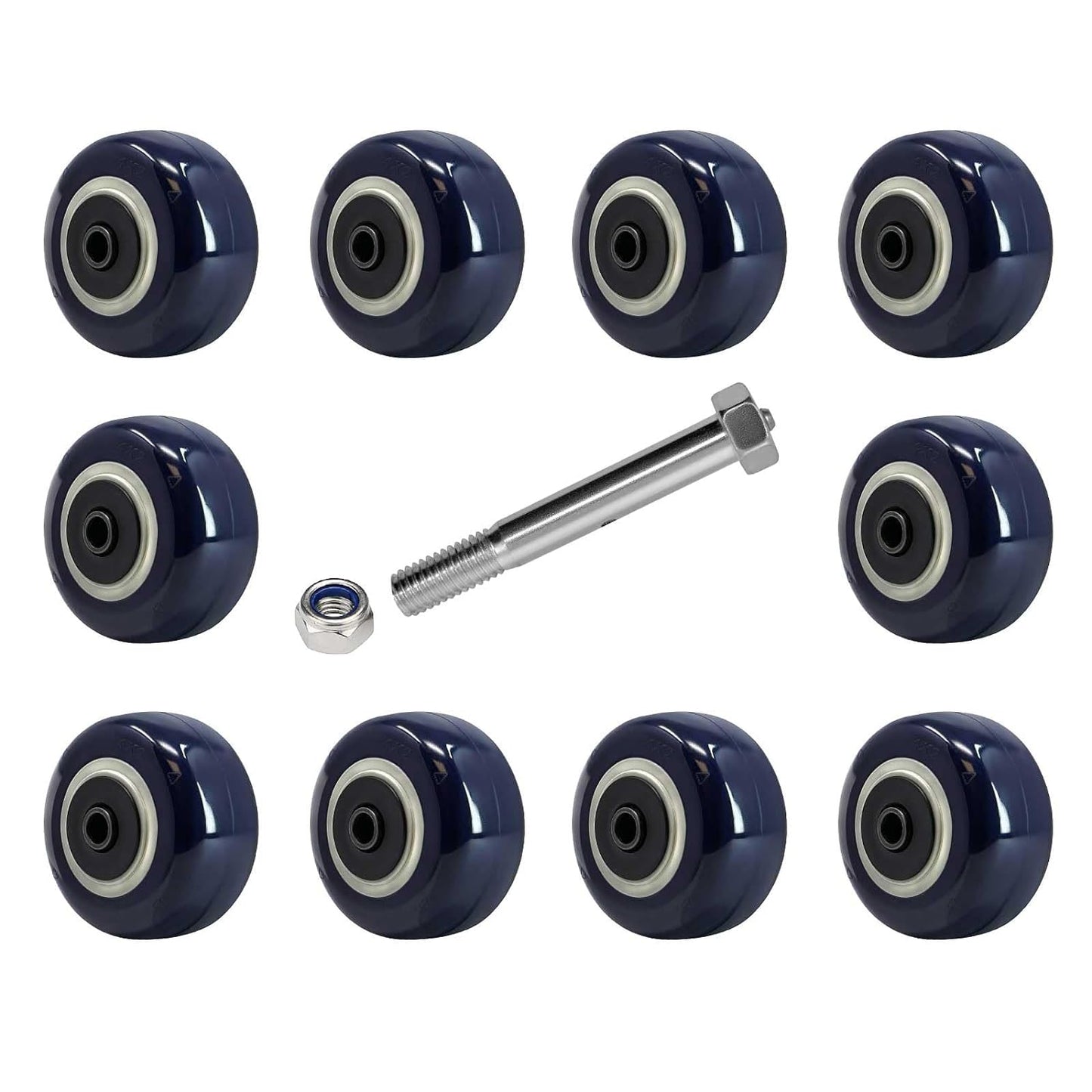 Polyurethane on Polypropylene Wheels, core 1/2" Bore - Double Precision Ball Bearings- 600 lbs Capacity per Wheel