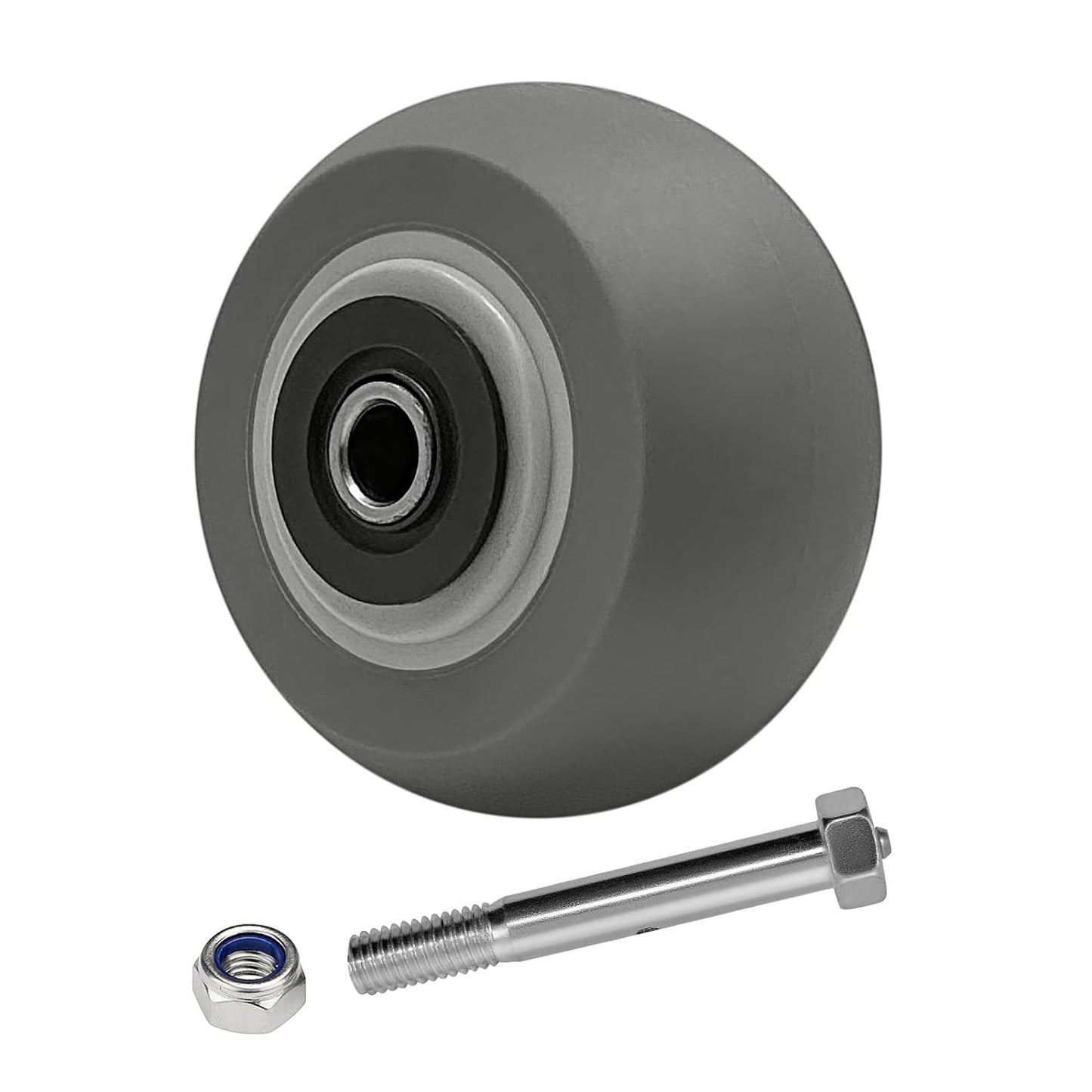 Thermoplastic Rubber Wheel (Crowned Tread), Roller Bearing-1/2" Bore, 8"x 2" Industrial Wheel 700 lbs Capacity Per Wheel