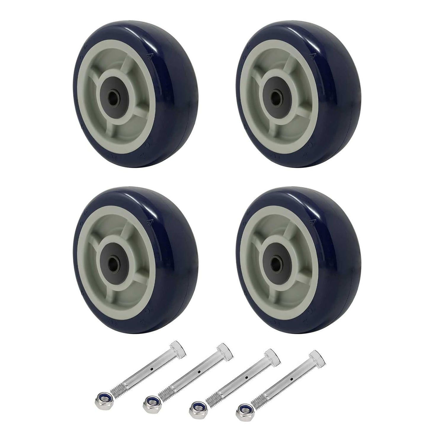 Polyurethane on Polypropylene Wheels, core 1/2" Bore - Double Precision Ball Bearings- 600 lbs Capacity per Wheel