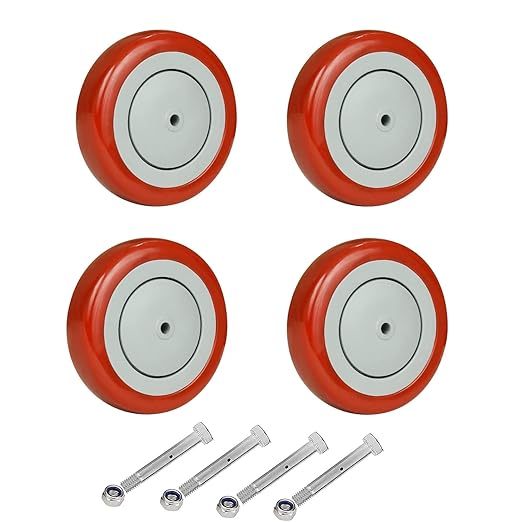 1-1/4" Width Polyurethane Shopping Cart Wheels Replacement Casters Wheels for Cart, 5/16" and 3/8"Axle 1200lbs Total Capacity