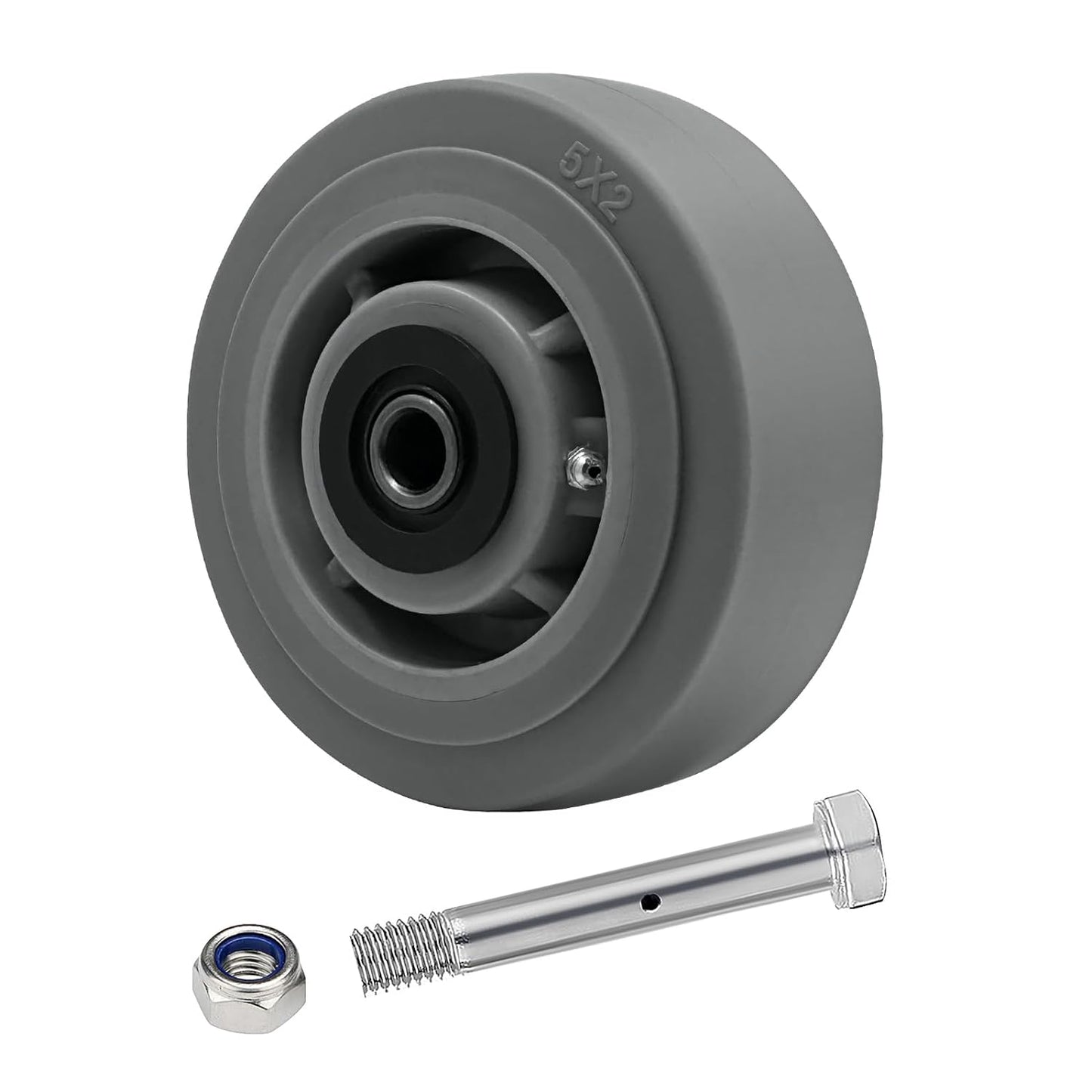 Thermoplastic Rubber Wheel (Flat Tread), Roller Bearing-1/2" Bore