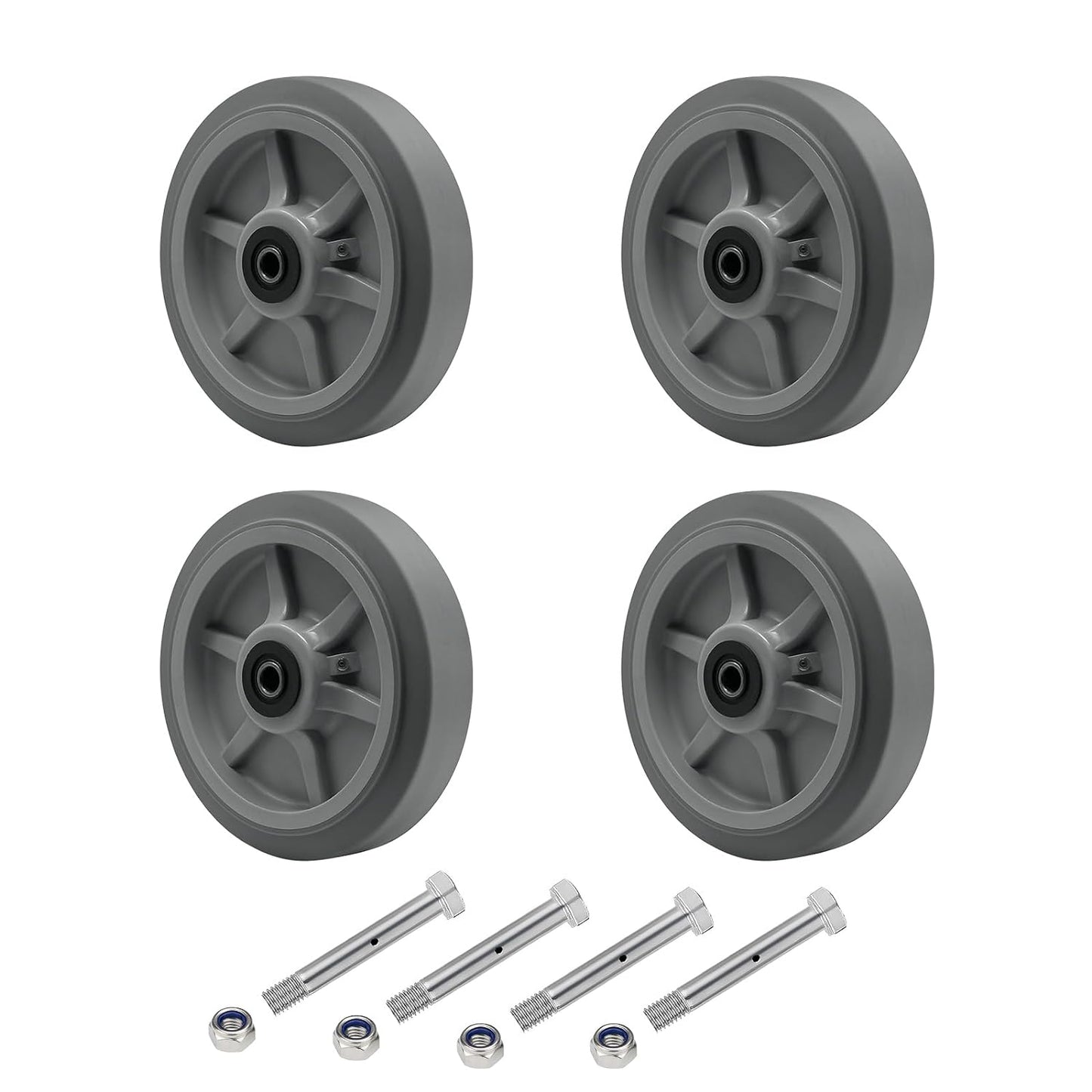 Thermoplastic Rubber Wheel (Flat Tread), Roller Bearing-1/2" Bore