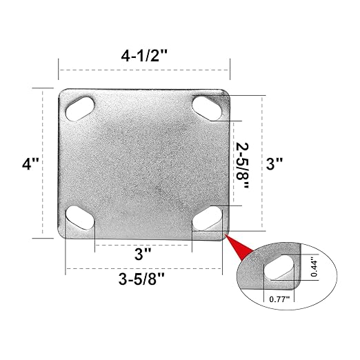 SUPER Heavy Duty Kingpinless Caster Yoke, Industrial Grade Steel Frame and 4" X 4 1/2"Plate, Swivel Caster Replacement