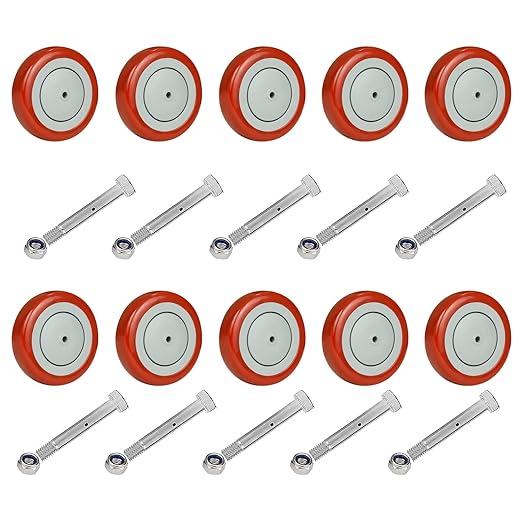 1-1/4" Width Polyurethane Shopping Cart Wheels Replacement Casters Wheels for Cart, 5/16" and 3/8"Axle 1200lbs Total Capacity