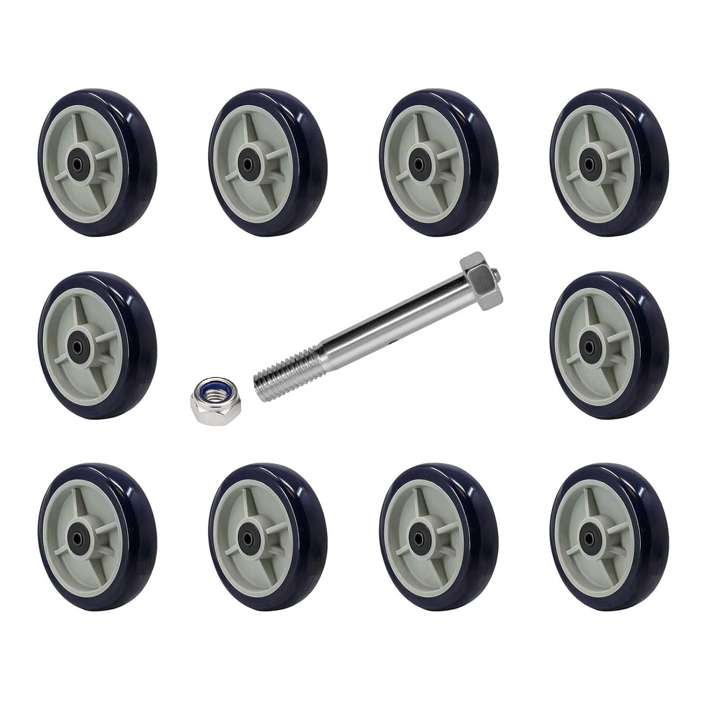 Polyurethane on Polypropylene Wheels, core 1/2" Bore - Double Precision Ball Bearings- 600 lbs Capacity per Wheel