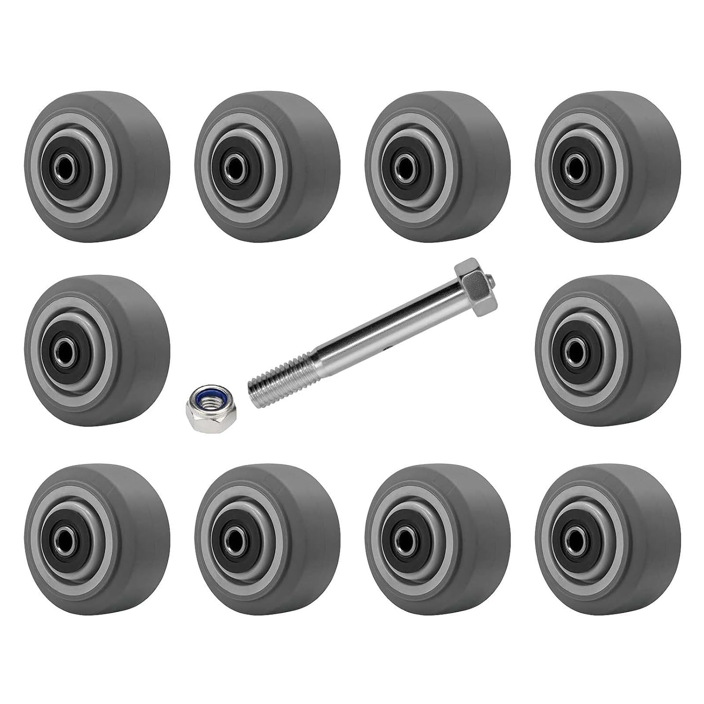 Thermoplastic Rubber Wheel (Flat Tread), Roller Bearing-1/2" Bore