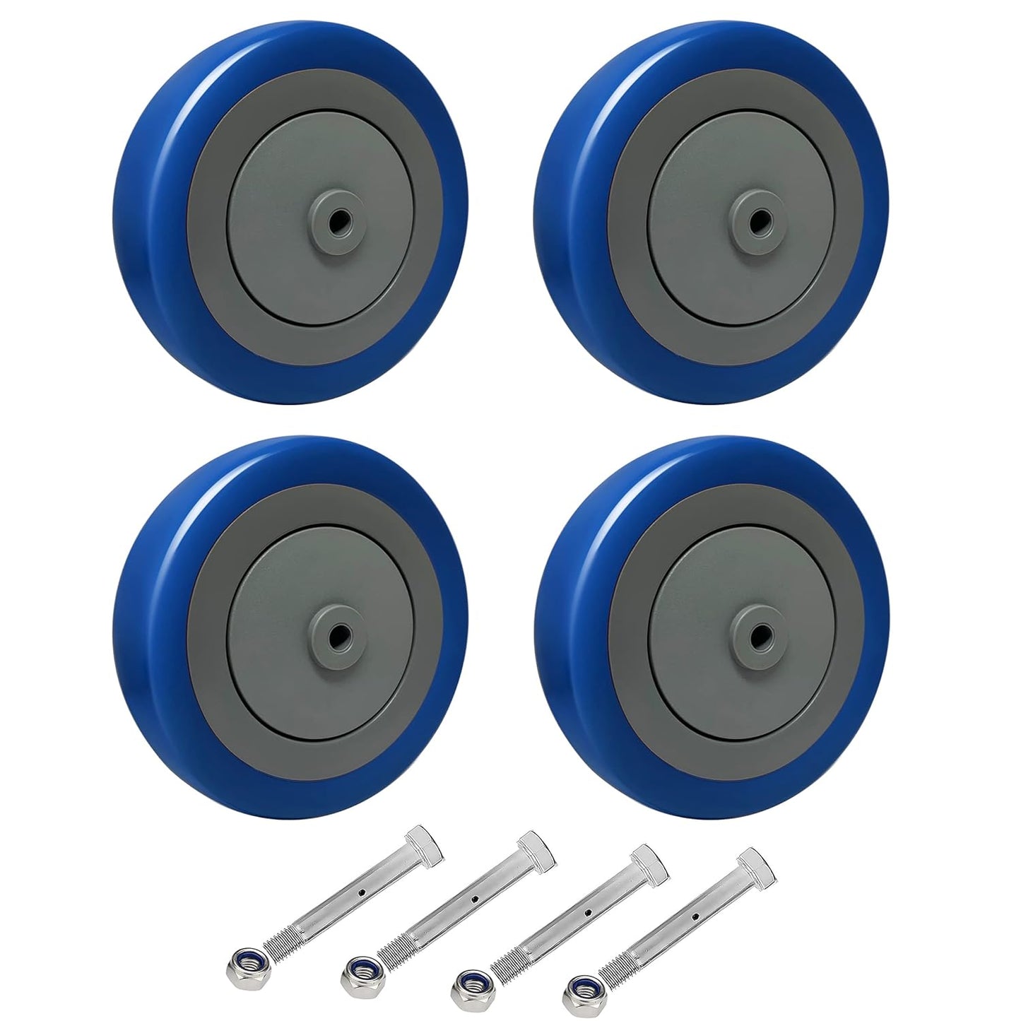 1-1/4" Width Polyurethane Shopping Cart Wheels Replacement Casters Wheels for Cart, 5/16" and 3/8"Axle 1200lbs Total Capacity