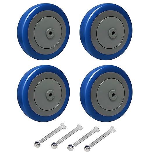 1-1/4" Width Polyurethane Shopping Cart Wheels Replacement Casters Wheels for Cart, 5/16" and 3/8"Axle 1200lbs Total Capacity