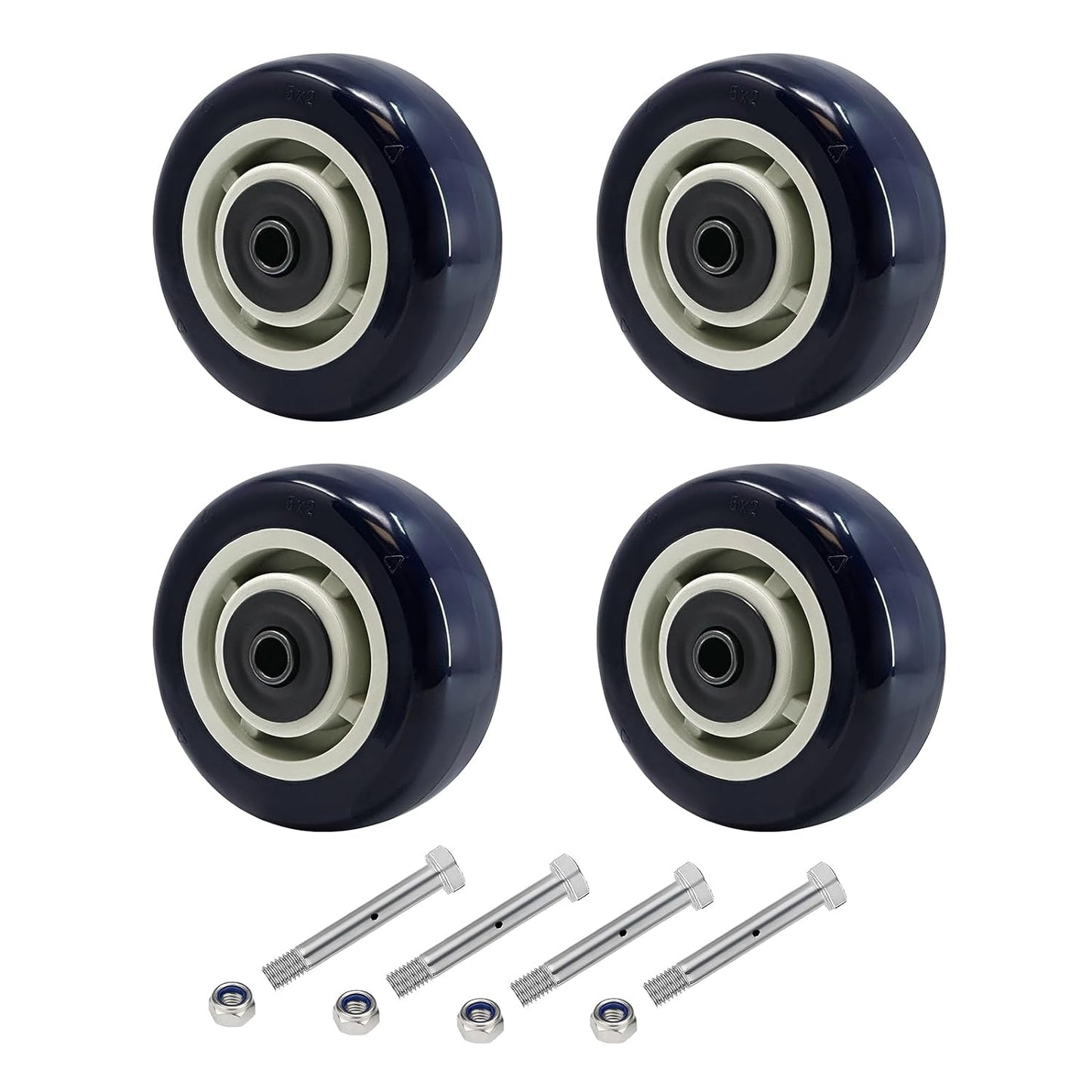 Polyurethane on Polypropylene Wheels, core 1/2" Bore - Double Precision Ball Bearings- 600 lbs Capacity per Wheel