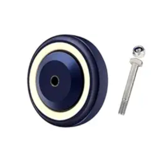 4" Polyurethane Wheel for Cart Blue , Double Ball Bearing, Load Capacity 300 lbs Per Wheel